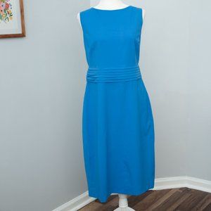 J Crew 365 14 Tall Dress Wool Stretch Knee Length Heather Blue Sheath Sleeveless